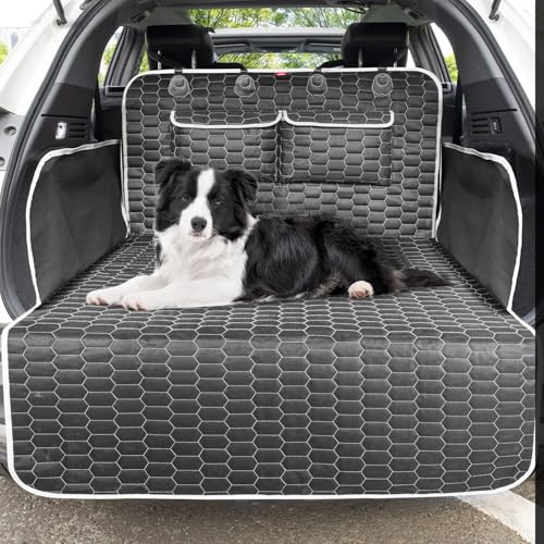 Oasser Cargo Liner for Dogs Trunk Cover, Waterproof Cargo Cover Pet Trunk Mat with Side Flaps & Bumper Protector 2 Large Pockets Nonslip Durable Soft for SUVs Sedans Vans (40.5'' x 72.8'') - size: L (40.5 x 72.8 inch)