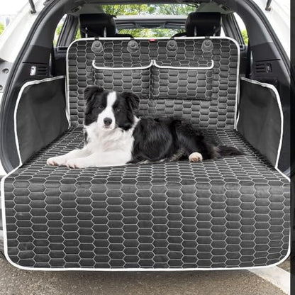 Oasser Cargo Liner for Dogs Trunk Cover, Waterproof Cargo Cover Pet Trunk Mat with Side Flaps & Bumper Protector 2 Large Pockets Nonslip Durable Soft for SUVs Sedans Vans (40.5'' x 72.8'') - size: L (40.5 x 72.8 inch)