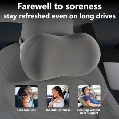 Car Headrest Pillow for Neck Support Memory Foam Car Neck Pillow Universal Fit Head Rest Travel Pillow Car Pillow for Pain Relief While Driving Grey 2pc - size: Silky Headrest Grey 2pc