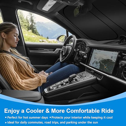 Windshield Sun Shade for 2013-2019 Fo-rd Escape Accessories, Foldable Window Sunshade Sun Visor Protector, Front Windshield Sunshade Sun Shield Blocks UV Rays Heat - size: Silver & Black-Fit 2013-2019 Ford Escape