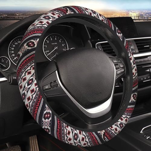 Steering Wheel Cover Red Aztec Southwest Car Accessories for Women Men Girls Aztec Western Ethnic Steering Wheel Protector, Gray Anti Slip Auto Steering Wheel Wrap Cover, Maya - color: Aztec