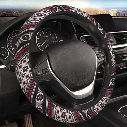 Steering Wheel Cover Red Aztec Southwest Car Accessories for Women Men Girls Aztec Western Ethnic Steering Wheel Protector, Gray Anti Slip Auto Steering Wheel Wrap Cover, Maya - color: Aztec