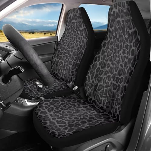 Black Leopard Print Car Seat Covers Universal Front Car Seats Anti-Slip Back Fabric Removable Automotive Accessories Suitable for Cars SUV - color: Black Leopard Print