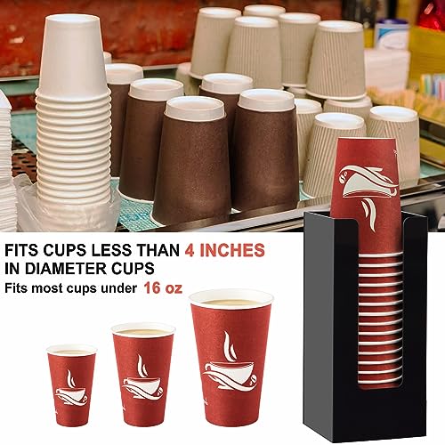 MYITYARD Coffee Cup Dispenser, Cup and Lid Organizer fits 5 to 16 oz Disposable Paper & Plastic Cups, Acrylic Cup Holder for Table Countertop, Black - size: 1 Compartment