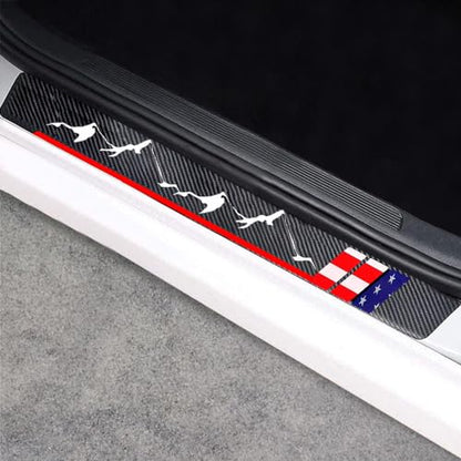 4PCS Carbon Fiber Style Door Sill Protector Guard Sills Protector Trim,Welcome Pedal Protect Compatible with Car Truck SUV Universal American Flag Car Accessories