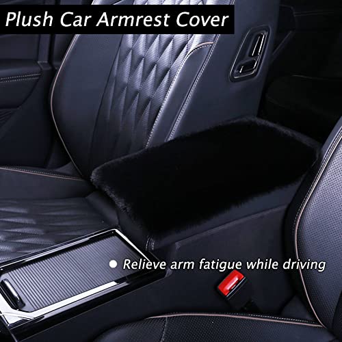 9 Pack Cute Bear Fluffy Steering Wheel Cover with Furry Gear Cover,Handbrake Cover,Seat Belt Pad,Armrest Pad,Bling Car Coaster and Fur Key Chain for Women Girls (Black) - color: Black