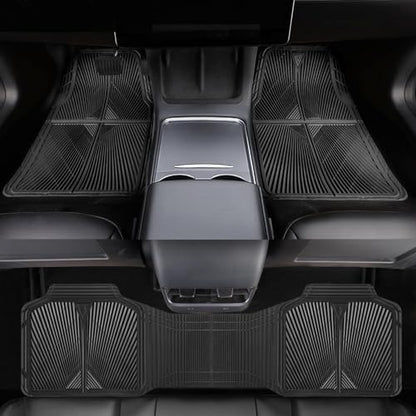 CAR PASS Rubber Floor Mats&Cargo Liner,Waterproof Trucks Mats Heavy Duty,All Weather Trim-to-Fit Automotive Mats for Cars Trucks SUV,Anti-Slip Easy Clean Durable,Full Set 5-Piece,3D Emboss All Black - color: Black Cargo Liner