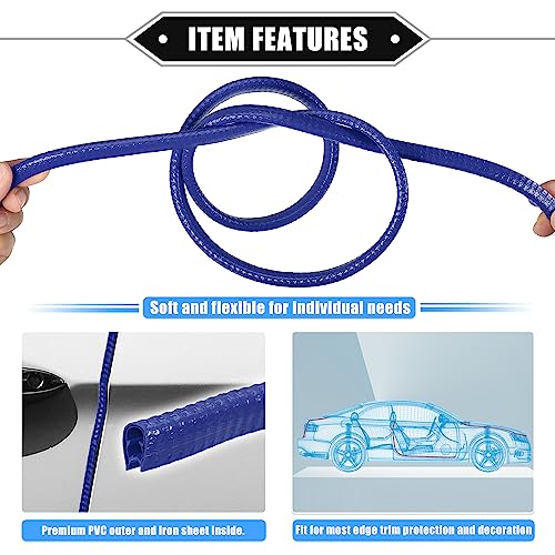 Vehicle Door Edge Guard, 16.4ft U Shape Rubber Edge Trim Seal Strip Protector Universal for Car Truck ATV Boat Multifunctional No Glue PVC Iron Blue - color: Blue