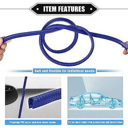 Vehicle Door Edge Guard, 16.4ft U Shape Rubber Edge Trim Seal Strip Protector Universal for Car Truck ATV Boat Multifunctional No Glue PVC Iron Blue - color: Blue