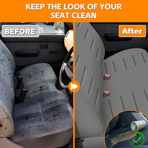Truck Seat Cover Compatible with 1995-2004 Toyota Tacoma Front Bench Seat with Molded Headrest and Small Notched Cushion, Knitted Fabric - color: Charcoal