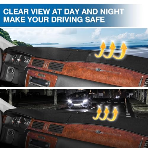 KUST Black Dash Cover for Chevy Chevrolet Impala 2006-2013/Impala Limited 2014-2016 Non-Slip Dashboard Cover Interior Accessories for Impala Custom Fit Dash Mat Sunshade No Glare - size: 57.87"×17.32"(Chevrolet Impala 06-13)