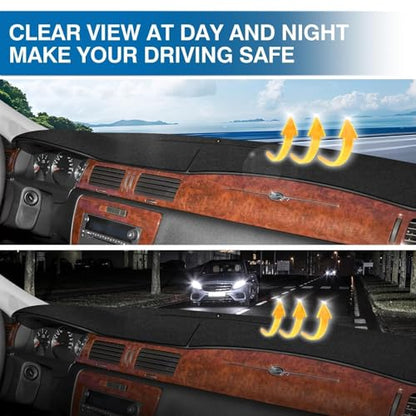 KUST Black Dash Cover for Chevy Chevrolet Impala 2006-2013/Impala Limited 2014-2016 Non-Slip Dashboard Cover Interior Accessories for Impala Custom Fit Dash Mat Sunshade No Glare - size: 57.87"×17.32"(Chevrolet Impala 06-13)