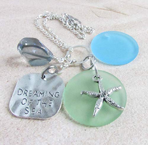 Rear View Mirror Charm, Sea Glass and Starfish Car Charm, Beach Quote, Mother's Day Gifts for Mom