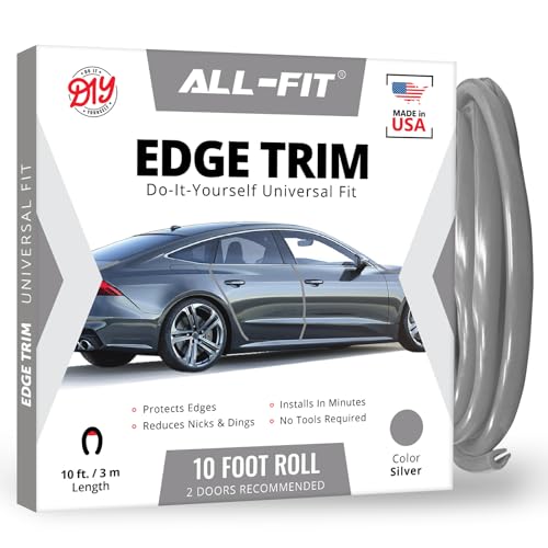 All-Fit Automotive Car Door Edge Protector – Universal DIY Edge Trim to Prevent Scratches & Dings – Flexible Adhesive Molding Trim for Cars, Trucks & SUVs (10 Ft - Silver) - color: Silver