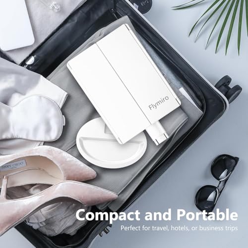 Tri-fold Lighted Vanity Makeup Mirror with 3x/2x Magnification,Light up Mirror for Makeup,Touch Screen 21 LEDs,180° Rotation Countertop Cosmetic Mirror,Gifts for Women Mom Teen Girls