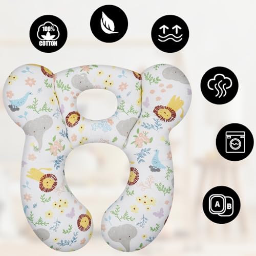 Baby Travel Pillow, Upgrade U-Shape Infant Pillow for Car Seat Pushchair and Stroller, Soft Comfortable Rest Cushion for Kids Newborn and Toddler -Lion White