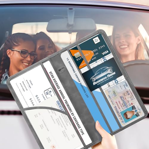 CoBak Car Registration and Insurance Holder - Vehicle Glove Box Car Organizer,Auto Truck Comparment Accessories Case with Magnetic Closure for Driver License,Cards - color: L-Stone Gray