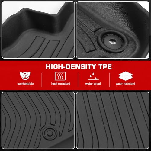 IKON MOTORSPORTS 3D TPE Floor Mats, Compatible with 2012-2015 Honda Civic Sedan 4-Door, All Weather Waterproof Anti-Slip Floor Liners, Front & 2nd Row Full Set Car Interior Accessories, Black