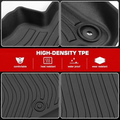 IKON MOTORSPORTS 3D TPE Floor Mats, Compatible with 2012-2015 Honda Civic Sedan 4-Door, All Weather Waterproof Anti-Slip Floor Liners, Front & 2nd Row Full Set Car Interior Accessories, Black