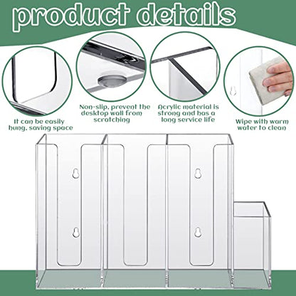 4 Compartments Acrylic Coffee Cup and Lid Storage Organizer Holder Disposable Paper Cup Dispenser Organizer Plastic Lid Holder Accessories for Kitchen Bar Shop Party Supplies(Transparent)