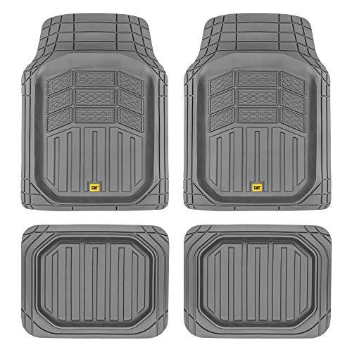Cat® CAMT-9014 (4-Piece) Heavy Duty Deep Dish Rubber Floor Mats, Trim to Fit for Car Truck SUV & Van, All Weather Total Protection Durable Liners - color: Gray, style: CAMT-9014