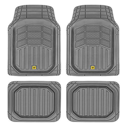 Cat® CAMT-9014 (4-Piece) Heavy Duty Deep Dish Rubber Floor Mats, Trim to Fit for Car Truck SUV & Van, All Weather Total Protection Durable Liners - color: Gray, style: CAMT-9014