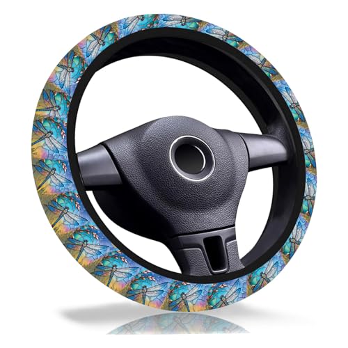 Dragonfly Steering Wheel Cover,Non-Slip Breathable Neoprene Steering Wheel Covers,Dragonflys Car Accessories and Car Decor,Dragonfly Gifts for Women,Men Universal 15 Inch Fit Auto,SUV,Truck - color: Dragonfly