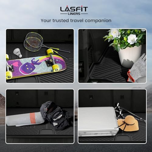 LASFIT Trunk Mat for BMW X5 2014 2015 2016 2017 2018, All Weather TPE Cargo Mats Custom Fit Cargo Liner Front & Rear Trunk Liner, Black - size: 3) X5 2014-2018 | Cargo Mat