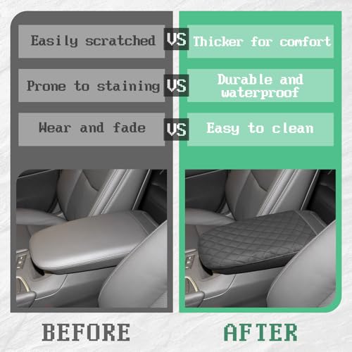 Center Console Cover Compatible with Cadillac XT5 2016-2023 XT6 2020-2025, Leather Middle Console Armrest Lid Cover Protector, Anti-Scratch, Black