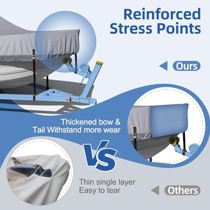Center Console Boat Cover, 900D Heavy Duty Boat Center Console Cover, Waterproof Boat Covers 22-24 FT with Motor Cover and Metal Windproof Adjustable Buckle, Gray - color: Gray, size: 22'-24' Length , Beam Width up to 116" W