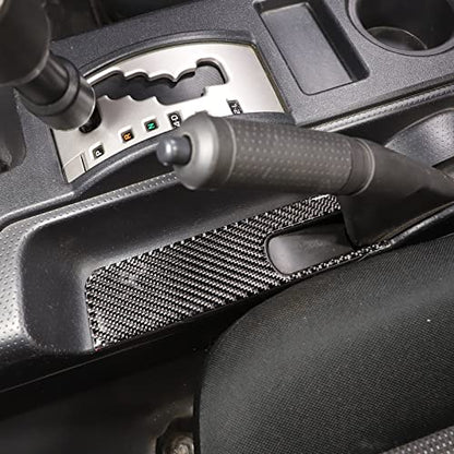 Soft Carbon Fiber Handbrake Panel Trim Cover Compatible with Toyot@ FJ Cruiser 2007-2021, Center Console Emergency Brake Panel Protection Sticker Accessories (Black) - color: Black
