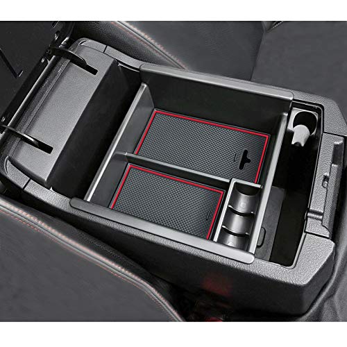 JDMCAR Center Console Organizer Compatible with Toyota 4Runner Accessories 2010-2024 and Kia Telluride (2020-2024), Insert ABS Black Materials 4 Runner Tray, Armrest Box Secondary Storage -Red Trim - color: RED