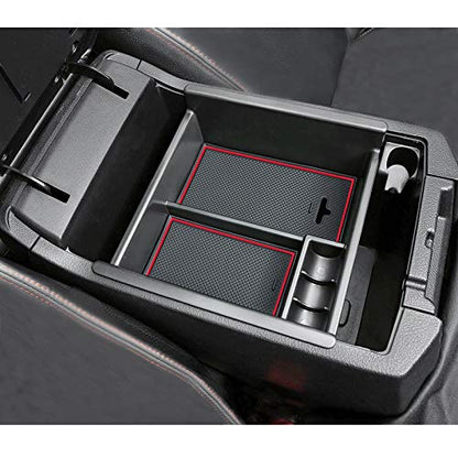 JDMCAR Center Console Organizer Compatible with Toyota 4Runner Accessories 2010-2024 and Kia Telluride (2020-2024), Insert ABS Black Materials 4 Runner Tray, Armrest Box Secondary Storage -Red Trim - color: RED