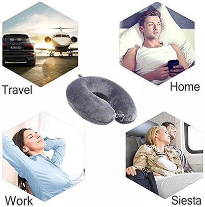GDEOUP Travel Pillow - Memory Foam Neck Pillow Support Pillow,Luxury Compact & Lightweight Quick Pack for Camping,Sleeping Rest Cushion (Black) - color: Black