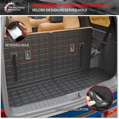 Floor Mats Compatible with 2024 2025 2026 Hyundai Santa Fe Cargo Liner Fit Gas&Hybrid TPE All Weather Back Seat Cover Protector Santa Fe Accessories (Trunk Mat with Backrest Mat+Floor Mats) - style: For Hyundai Santa Fe | 2024-2026