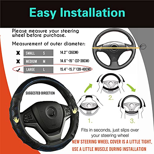 PINCTROT Large Size Steering Wheel Cover Great Grip with 3D Honeycomb Anti-Slip Design, 15.5-15.75 Inch (Blue) - color: 4.Blue, size: Large Size[15 1/2''-15 3/4'']