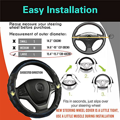 PINCTROT Large Size Steering Wheel Cover Great Grip with 3D Honeycomb Anti-Slip Design, 15.5-15.75 Inch (Blue) - color: 4.Blue, size: Large Size[15 1/2''-15 3/4'']