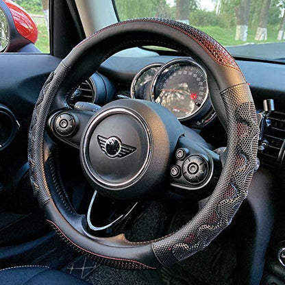 Steering Wheel Cover Great Grip with 3D Honeycomb Anti-Slip Design, Universal 14.5-15 Inch (Wine Red) - color: 1.Wine Red, size: Medium(Standard) Size[14 1/2''-15'']
