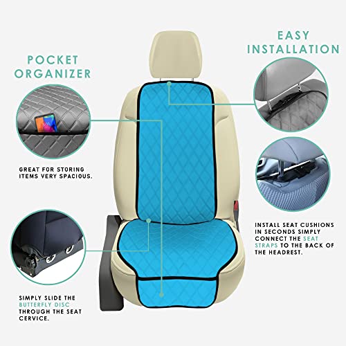 FH Group Car Seat Cushion – Neosupreme Single Front Seat Cover with Front Pockets, Airbag Compatible, Universal Fit Car Seat Cushion for Driver or Passenger Seat, SUV, Truck, Sedan & Van – Aqua - color: Aqua, style: Front