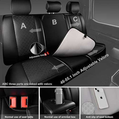CAR PASS Ventilation Cooling Seat Cover,Luxury Nappa Leather 5 Seat Cover with Vibrate Massage 12V, Lumbar Support, Seat Covers for SUVs,Pickups,Trucks,Vehicles (Solid Black) - color: Black Cooling