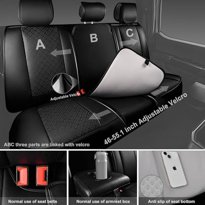 CAR PASS Ventilation Cooling Seat Cover,Luxury Nappa Leather 5 Seat Cover with Vibrate Massage 12V, Lumbar Support, Seat Covers for SUVs,Pickups,Trucks,Vehicles (Solid Black) - color: Black Cooling