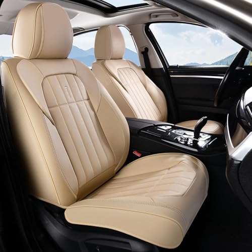 FLORICH Seat Cover, Car Seat Covers Front Set, Waterproof Leather Car Seat Protector, Front Seat Covers for Cars, Automotive Seat Covers Protector 2 Pack Fit for Most Cars Trucks SUV - Beige - color: Beige, size: FrontPair