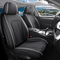 Car Seat Covers Fit for Nissan Sentra 2000-2025 Full Coverage Breathable Nappa Leather Anti Slip Durable Easy to Clean Seat Covers(Blackwhite Full Set)