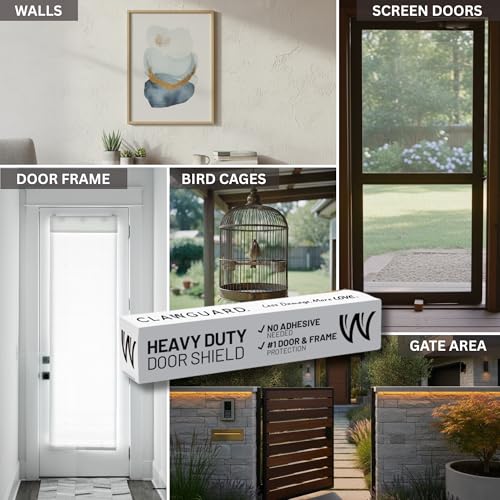 CLAWGUARD Heavy Duty Door Scratch Shield – 20x44 in. Door Scratch Protector Dog & Cat – Clear Wall, Frame & Furniture Cat Scratch Protectors