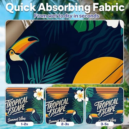 2 Pack Car Seat Towel Covers, Sweat-Proof Microfiber Seat Protectors for Gym, Running, Beach & Workout, Breathable Quick-Dry, Machine Washable, Tropical Toucan Print, Universal Fit - color: Tropical Toucan