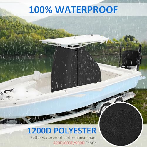 T-Top Center Console Boat Cover, Heavy Duty 1200D Waterproof T Top Console Cover with Motor Cover, UV Resistant Polyester T-Top Boat Cover, Black(69" L x 47" W x 72" H) - color: Black, size: M:69"L*47"W*72"H