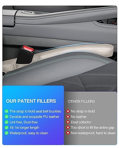 Leather Car Seat Gap Filler Universal for Car Truck SUV to Block The Gap Between Seat and Console Stop Things from Dropping 2 Packs Beige - color: beige