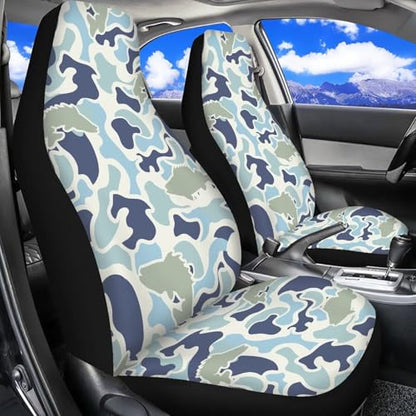 Car Seat Covers for Front Seat Set of 2 Elastic Fabrics Blue Fish Camouflage Automobile Front Seat Covers Removable Automotive Accessories Universal for Auto Truck SUV - color: Blue Fish Camouflage