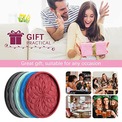 Silicone Coasters with Holder,[6 Pack] Drinking Coasters - Cup Mat for Hot or Cold Drinks, Thickened, Non-Slip, Non-stick,Deep Tray Light Grey - color: Light Grey