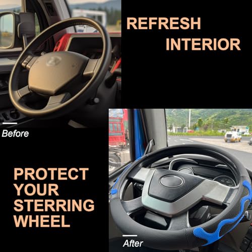 PINCTROT XL Size 17.5-18 Inch Comfy Grip Steering Wheel Cover for Semi Truck, Fits RV, Big Rig Trucker, 18 Wheeler and Classic Cars, Anti-Slip Design 17.5-18 Inch(Silicone Blue) - color: 3.Blue, size: Extra Large Size[17 1/2''-18'']